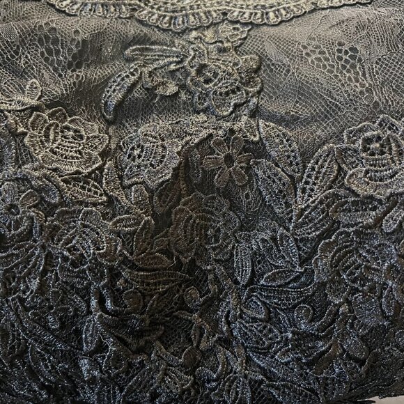 ZINNIA ELEGANS Heavy Black Lace Cropped Built in Bra Top Prom Ball Formal -NWT - Picture 13 of 13